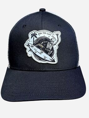 Ron Jon Surf Shop Black Trucker Hat with Surf Skull Patch